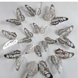 Наклейка БАБОЧКИ Silver, набор 12 штук (2563) резные крылья