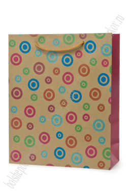 Пакет крафтовый с рисунком "Горошек" 26*32*10 см (12 шт) SF-7171, №1