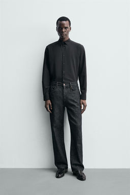 Рубашка Zara CAMISA SLIM FIT черная
