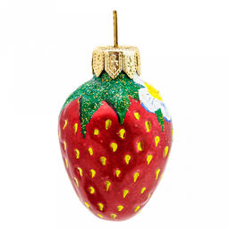 Елочная игрушка фигурка стеклянная Земляничка-11 д4см, h6см, ручная художественная роспись, подарочная упаковка (Россия)