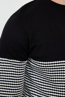 TRENDYOL MAN Siyah Slim Dar Kesim Bisiklet Yaka Cizgili Triko Kazak TMNAW21KZ0557 - Trendyolmilla фото 17