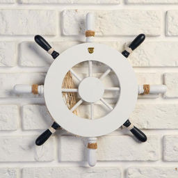 Декор настенный, панно «Штурвал с морской звездой», бело-синий, 33×33×2 см