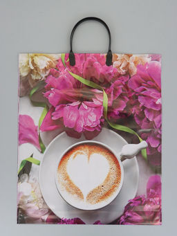 Цена за 5 шт. Пакет "Паула", полиэтиленовый с пластиковой ручкой, 38 х 45 + 3 см, 90 мкм