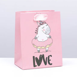 Цена за 12 шт. Пакет подарочный, упаковка, «Любовь единорога», 14 х 11 х 6,5 см