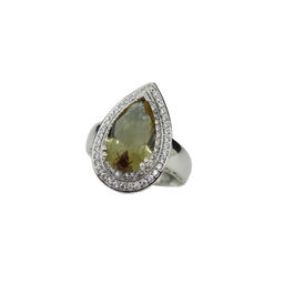 Комплект "Султан-30", султанит, покрытие родий, размеры кольца: 17, 18, 19, 20