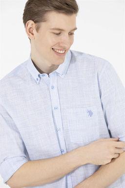 Мужская синяя рубашка с длинным рукавом - U.s. polo assn фото 9