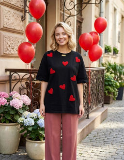 K13525 Футболка OVER SIZE (хлопок) ЧЕРНЫЙ