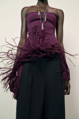 FRINGED STRETCH BANDEAU TOP - Zara фото 3