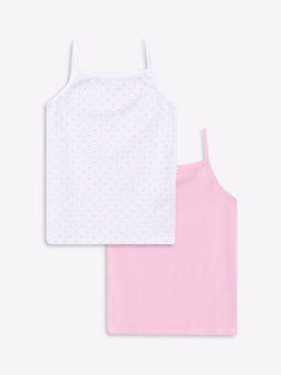 Kare Yaka Ask?l? Pamuklu K?z ?ocuk Atlet 2li