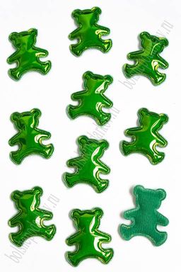 Патч глянец "Мишка" 4*3,5 см (10 шт) SF-2972, зеленый