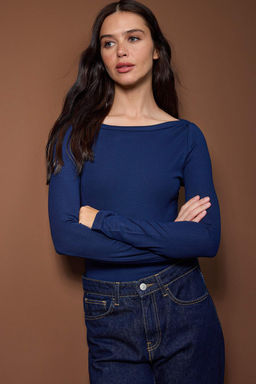 Gri Melanj Kay?k Yaka Vucuda Oturan Esnek Orme Bluz TWOAW26BZ00072 - Trendyolmilla фото 10