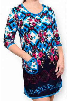 Туника интерлок - пенье купон, голубой (221-3)