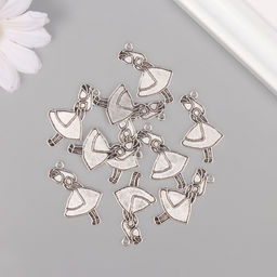 Цена за 10 шт. Металлический элемент, декоративная подвеска «Арт Узор. Алиса», серебро, 3.2×2 см