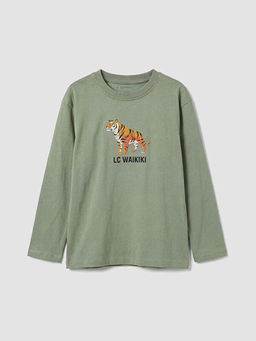 Bisiklet Yaka Bask?l? Erkek ?ocuk Ti??rt 3l?