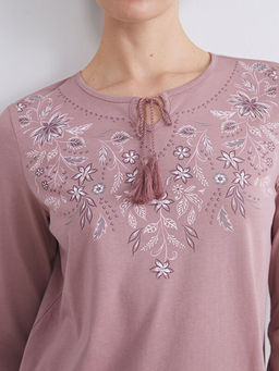 Ba?lamal? Yaka ?i?ekli Bluz