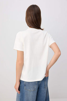 Ekru Nak__l_ Regular/Normal Kal_p %100 Pamuk _rme T-Shirt TWOSS26TS00316 - Trendyolmilla фото 4