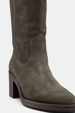 SPLIT SUEDE HEELED KNEE-HIGH BOOTS - Zara фото 7
