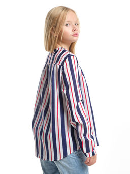 Блузка нарядная в полоску UD 4786 синий/красный - Mini maxi фото 2