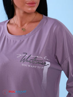 Трикотажный костюм с брюками пастельно-лиловый К-59 (5)