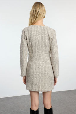 Trendyolmilla Bej Ekose / Kareli Dokuma Elbise TWOAW24EL00339 фото 19