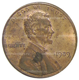 Монета 1 цент 1989 года США