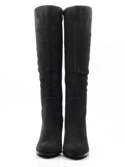 02-K83-B1 BLACK Сапоги зимние женские (натуральная замша, натуральный мех (евромех))