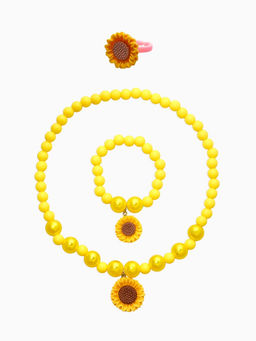 Набор детский "Выбражулька" 3 пред-а: бусы, браслет, кольцо б-р, подсолнух, желтый