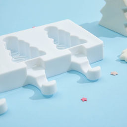 Форма для мороженого новогодняя Ёлочка, силикон, 19.5?13?2.5 см, 3 ячейки (7.1?2.7 см), белая