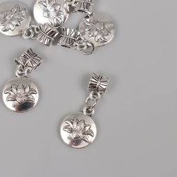 Цена за 5 шт. Бейл с подвеской металл для творчества «Лотос», серебро, 2.7×1.4 см