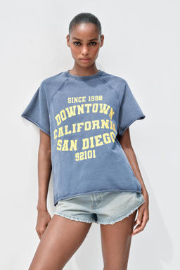 WASHED-EFFECT TEXT PLUSH SWEATSHIRT - Zara фото 9