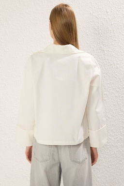 TRENDYOLMILLA Ekru Regular Baglama Detayl? Ince Ceket Mont TWOSS25MO00037  фото 4