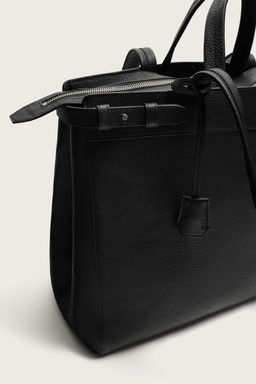 BOLSO SHOPPER PIEL / Negro - Zara фото 4
