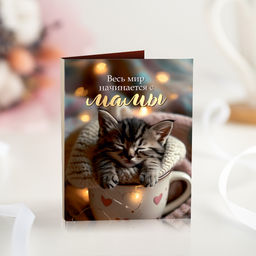 Цена за 2 шт Мини-открытка Весь мир начинается с мамы (котенок)