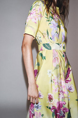 FLORAL PRINT MIDI DRESS WITH BELT - Zara фото 3