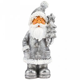 Скульптура-фигура для сада из полистоуна "Дед мороз с елочкой" h47см (Россия)