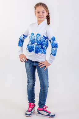Толстовка на молнии "Лейла",белый/синий