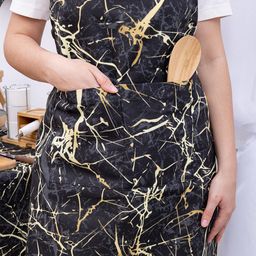 Фартук 70*90 с карманом и регулируемой бретелью, рогожка, 100% хлопок, Мрамор