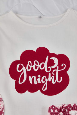 Trendyolmilla Beyaz Pamuklu Galaksi Desenli Sloganl? Uyku Bantl? Orme Pijama Tak?m? THMAW25PT00223 фото 20