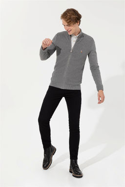 U. S. Polo Assn Мужской серый меланжевый базовый трикотажный кардиган - U.s. polo assn фото 10