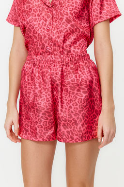 Trendyolmilla Pembe Cok Renkli Leopar Desenli Saten Sortlu Dokuma Pijama Tak?m? THMSS20PT0158 фото 13