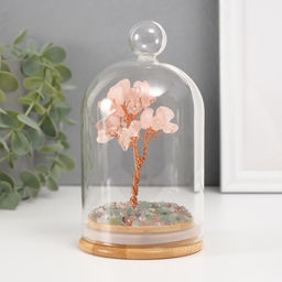 Фигурка «Денежное дерево в колбе с ручкой», розовый, 36 камней, 8.2×8.2×13 см