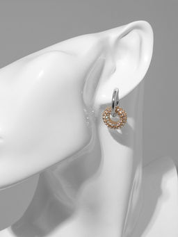 Серьги со съёмным элементом Трансформер круги, цвет серебро с золотом