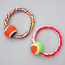 Игрушка тренировочная канатная Круг с мячом, 120 г, микс цветов - Пижон фото 4