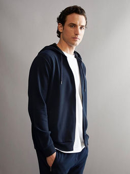 Kap??onlu Uzun Kollu Erkek Fermuarl? Sweatshirt