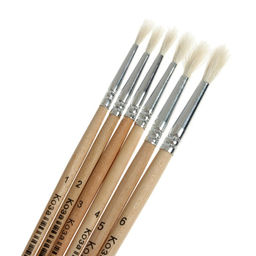 Набор кистей для рисования, коза, 6 штук, № 1, 2, 3, 4, 5, 6, круглые, деревянная ручка, международный размер