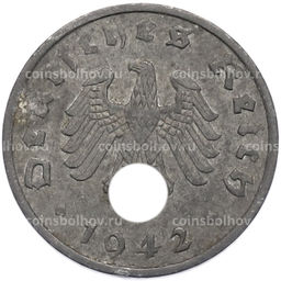 Монета 1 рейхспфенниг 1942 года A Германия