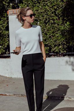 BASIC PLAIN KNIT SHORT SLEEVE TOP - Zara фото 9