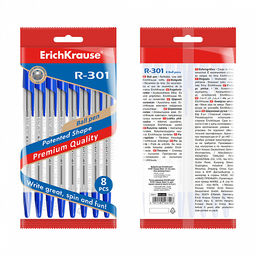 Цена за 24 шт. Набор из 4 ручек шариковых ErichKrause R-301 Stick Classic 1.0, цвет чернил: синий, черный, красный, зеленый (в пакете)