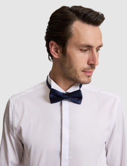 Beyaz Slim Fit Pamuk Kar___ml_ Ata Yaka Smokin G_mlek