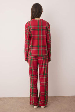 K?rm?z? Ekoseli Orme Pijama Tak?m? THMAW26PT00046